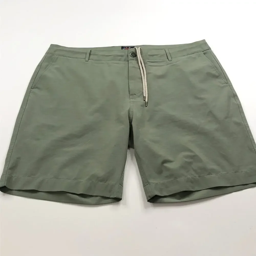 Faherty All Day Shorts 42 (Fit 42In) Stretch Flat Front Chino Green MSC0012